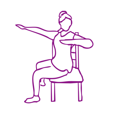 Illustration of a person doing a seated reaching exercise on a chair