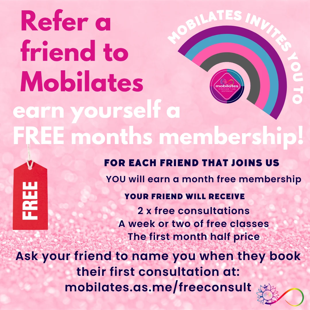 Refer a friend to Mobilates and receive a free month of membership.