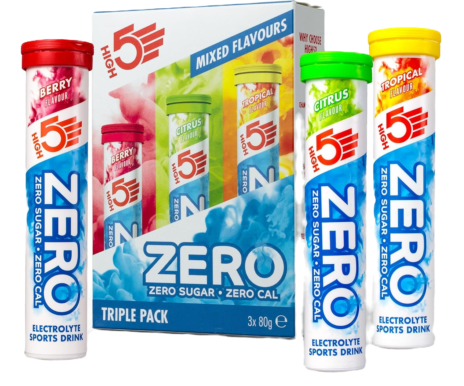 High5 Zero electrolyte sports drink tablets, triple pack with mixed flavours